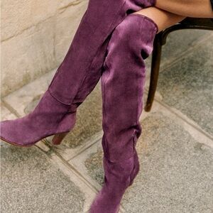 Sezane Purple Over-the-Knee Boots